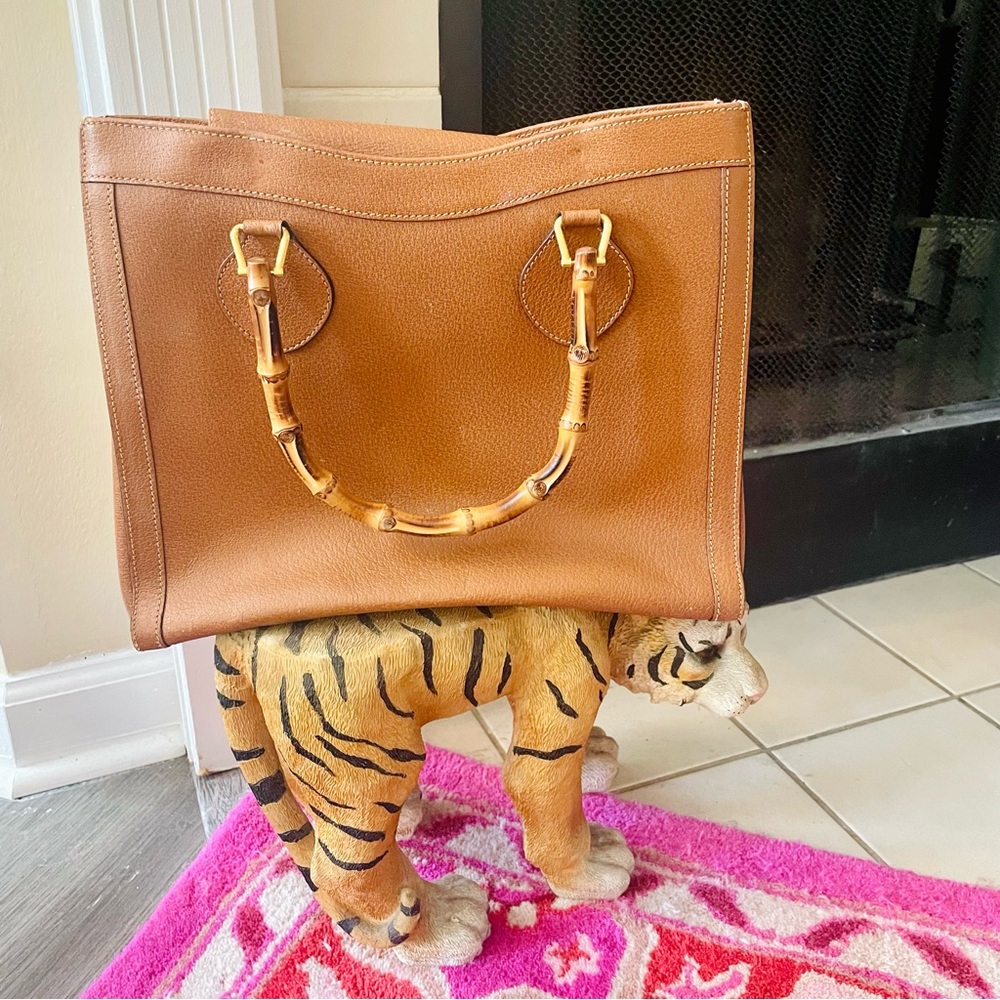 Gucci Tan Leather Bag with Bamboo Handles